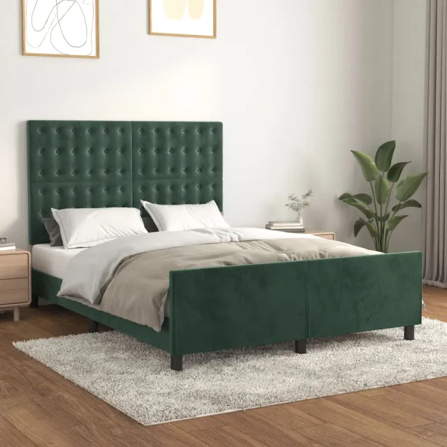 Cadre de lit sans matelas vert foncé 140x200 cm velours