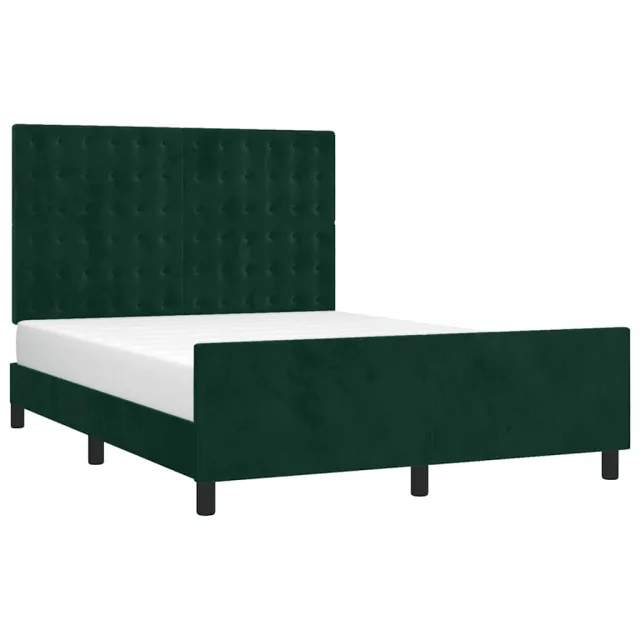 Cadre de lit sans matelas vert foncé 140x200 cm velours