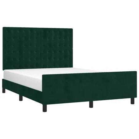 Cadre de lit sans matelas vert foncé 140x200 cm velours