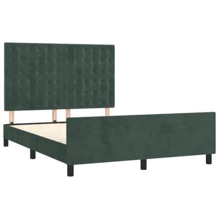 Cadre de lit sans matelas vert foncé 140x200 cm velours
