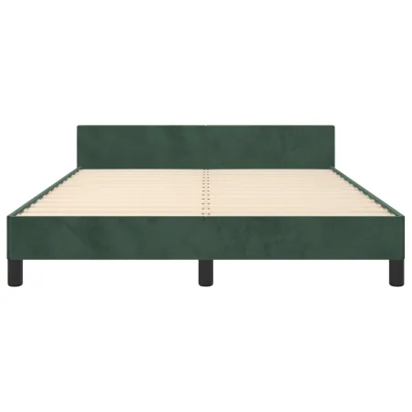 Cadre de lit sans matelas vert foncé 140x200 cm velours