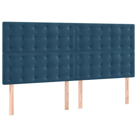 Cadre de lit sans matelas bleu foncé 140x200 cm velours