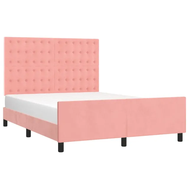 Cadre de lit sans matelas rose 140x200 cm velours