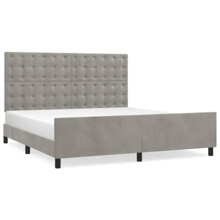Cadre de lit sans matelas gris clair 160x200 cm velours 2