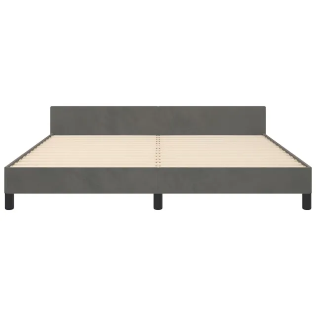 Cadre de lit sans matelas gris foncé 160x200 cm velours