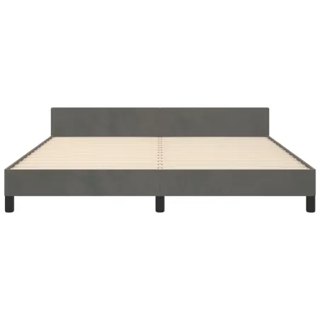 Cadre de lit sans matelas gris foncé 160x200 cm velours