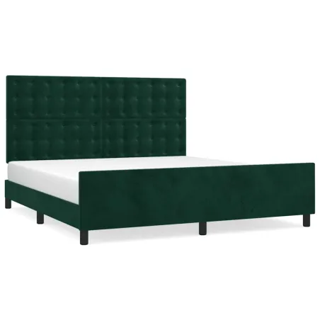 Cadre de lit sans matelas vert foncé 160x200 cm velours