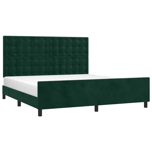 Cadre de lit sans matelas vert foncé 160x200 cm velours