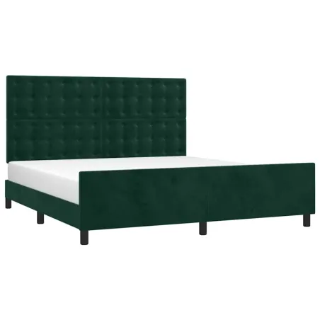 Cadre de lit sans matelas vert foncé 160x200 cm velours