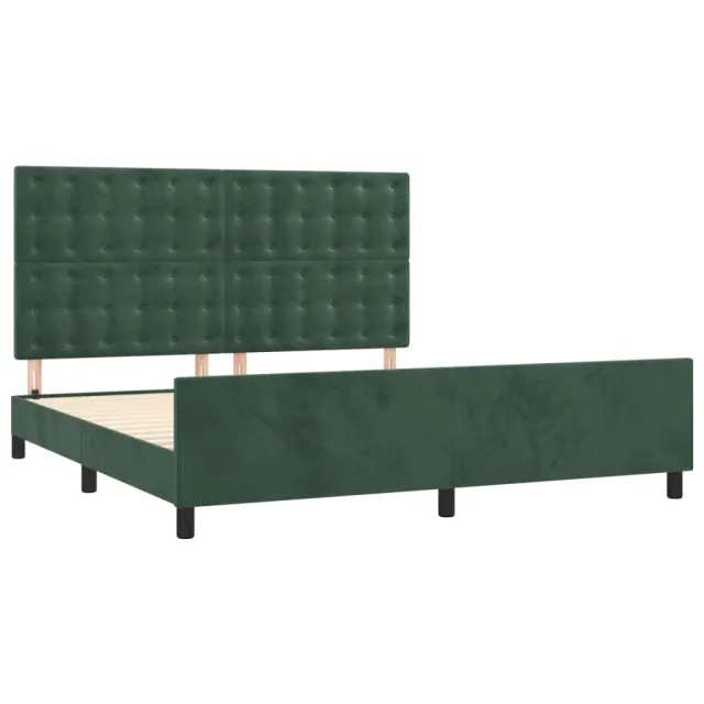 Cadre de lit sans matelas vert foncé 160x200 cm velours