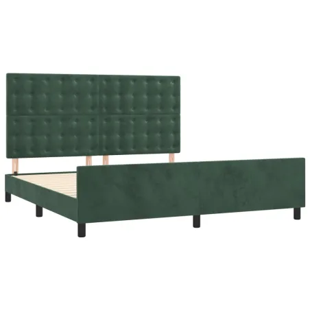 Cadre de lit sans matelas vert foncé 160x200 cm velours