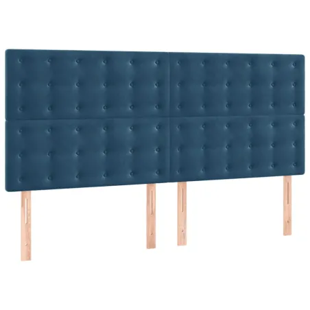 Cadre de lit sans matelas bleu foncé 160x200 cm velours