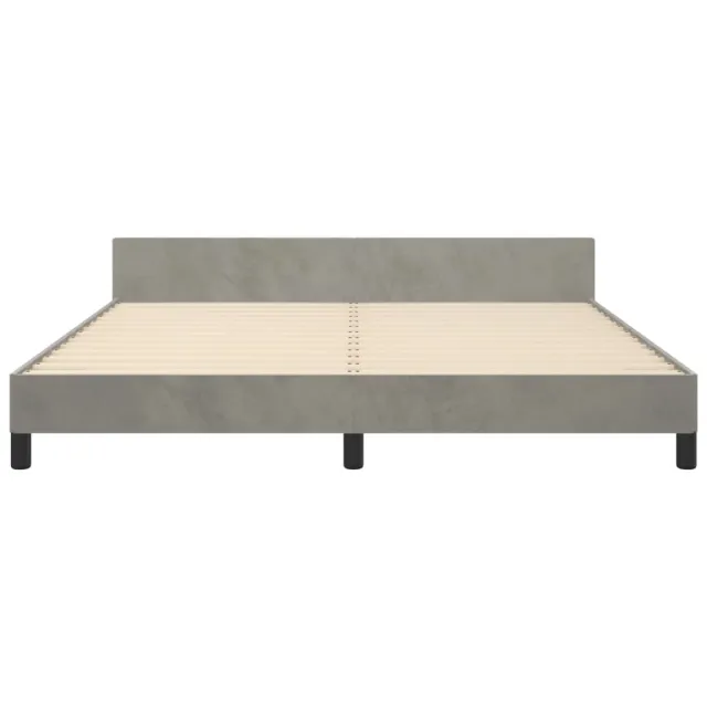 Cadre de lit sans matelas gris clair velours