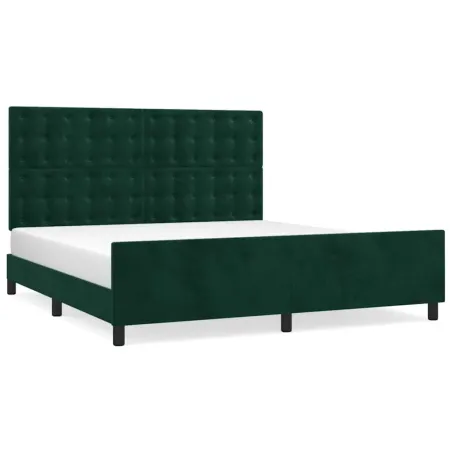 Cadre de lit sans matelas vert foncé velours