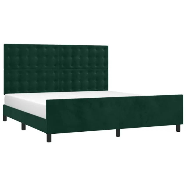 Cadre de lit sans matelas vert foncé velours