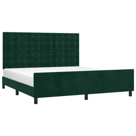 Cadre de lit sans matelas vert foncé velours