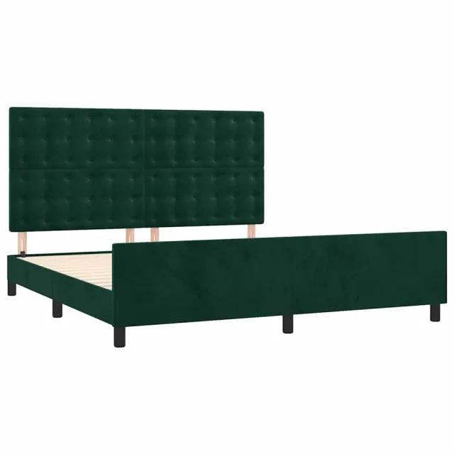 Cadre de lit sans matelas vert foncé velours