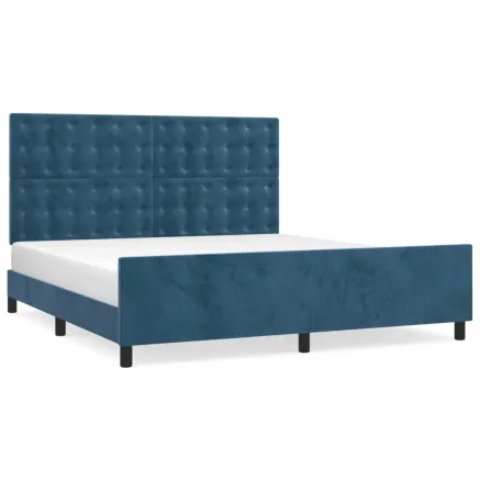 Cadre de lit sans matelas bleu foncé velours 2