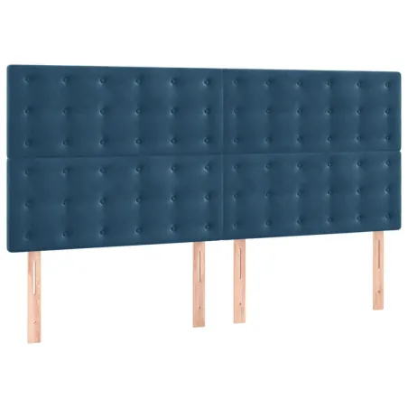 Cadre de lit sans matelas bleu foncé velours