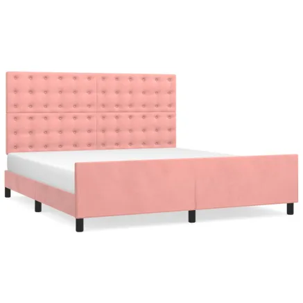 Cadre de lit sans matelas rose velours 2