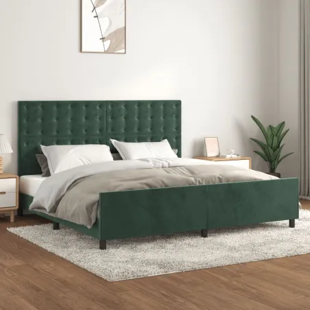 Cadre de lit sans matelas vert foncé 200x200 cm velours