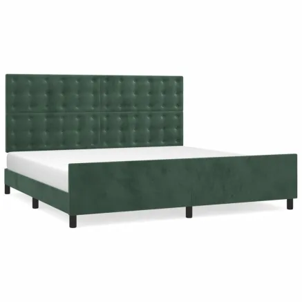 Cadre de lit sans matelas vert foncé 200x200 cm velours 2