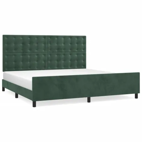 Cadre de lit sans matelas vert foncé 200x200 cm velours