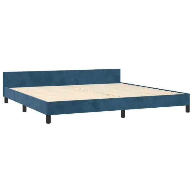 Cadre de lit sans matelas bleu foncé 200x200 cm velours