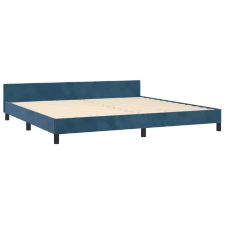 Cadre de lit sans matelas bleu foncé 200x200 cm velours