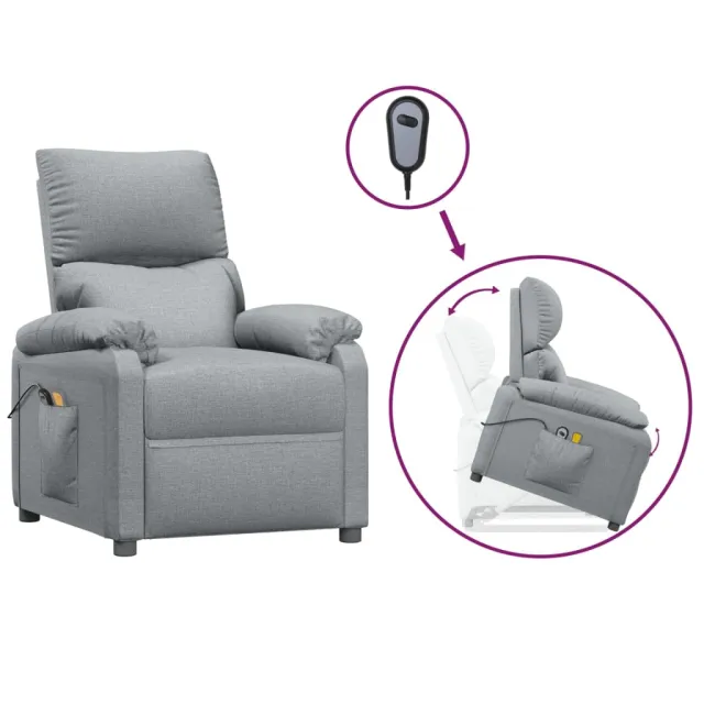 Fauteuil de massage inclinable Gris clair Tissu