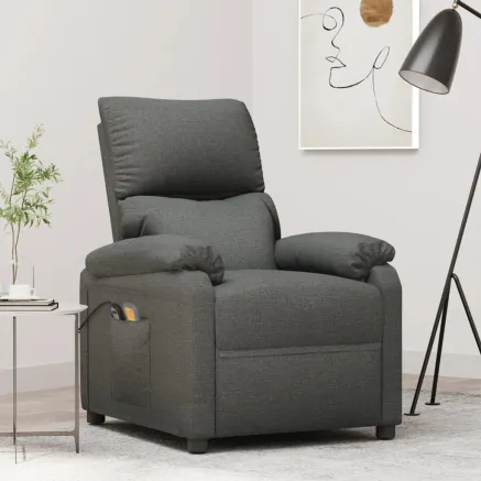 Fauteuil de massage inclinable Gris foncé Tissu