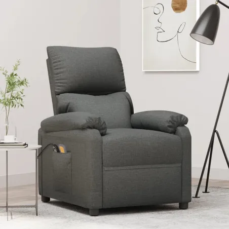 Fauteuil de massage inclinable Gris foncé Tissu