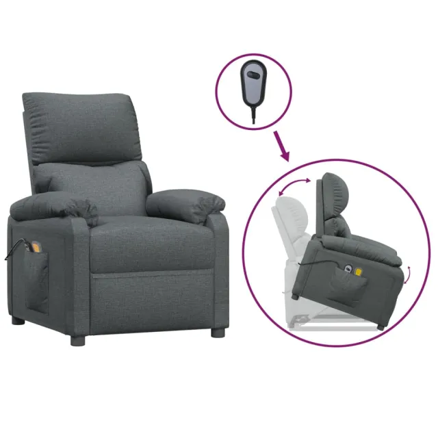 Fauteuil de massage inclinable Gris foncé Tissu