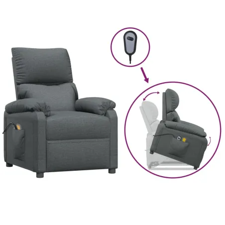 Fauteuil de massage inclinable Gris foncé Tissu