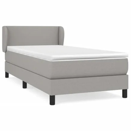 Sommier à lattes de lit avec matelas Gris clair 100x200cm Tissu 2