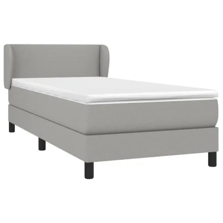 Sommier à lattes de lit avec matelas Gris clair 100x200cm Tissu