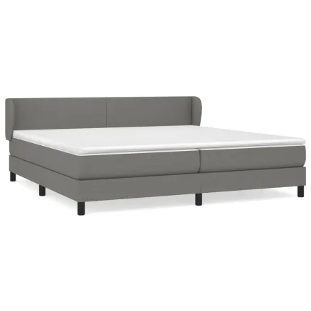 Sommier à lattes de lit avec matelas Gris foncé 200x200cm Tissu 2