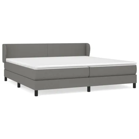 Sommier à lattes de lit avec matelas Gris foncé 200x200cm Tissu