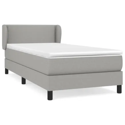 Sommier à lattes de lit avec matelas Gris clair 90x200 cm Tissu 2