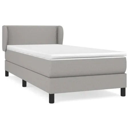 Sommier à lattes de lit avec matelas Gris clair 100x200cm Tissu