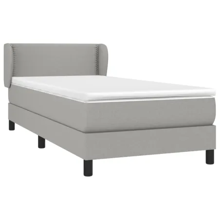 Sommier à lattes de lit avec matelas Gris clair 100x200cm Tissu