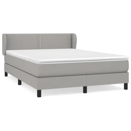 Sommier à lattes de lit avec matelas Gris clair 140x200cm Tissu 2