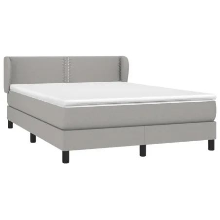 Sommier à lattes de lit avec matelas Gris clair 140x200cm Tissu