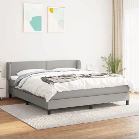 Sommier à lattes de lit avec matelas Gris clair 180x200cm Tissu