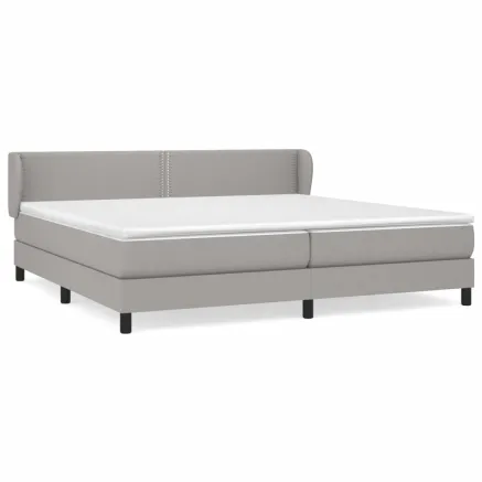 Sommier à lattes de lit avec matelas Gris clair 200x200cm Tissu 2