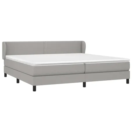 Sommier à lattes de lit avec matelas Gris clair 200x200cm Tissu