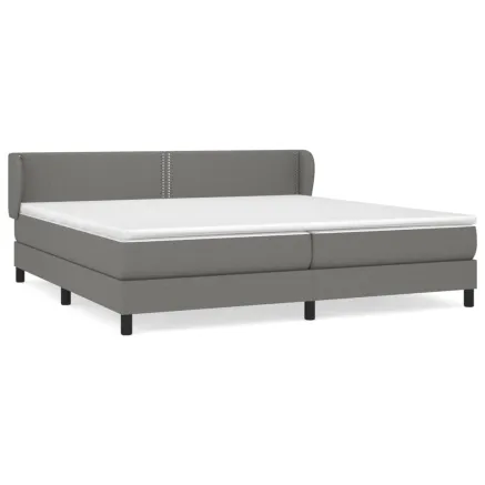 Sommier à lattes de lit avec matelas Gris foncé 200x200cm Tissu 2