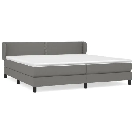 Sommier à lattes de lit avec matelas Gris foncé 200x200cm Tissu
