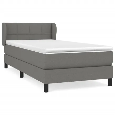 Sommier à lattes de lit avec matelas Gris foncé 80x200 cm Tissu 2