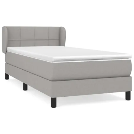 Sommier à lattes de lit avec matelas Gris clair 90x200 cm Tissu